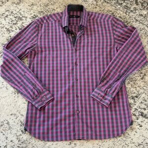 Stone Rose Men’s Button Up Shirt Pink/Gray Checkered SZ 2(Small)